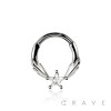 316L SURGICAL STEEL CZ STAR FIRE WING SEPTUM HINGED SEGMENT HOOP RING